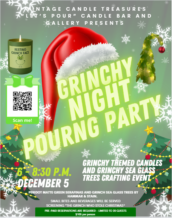 Grinchy Night Pouring Party & Grinchy Sea Glass Tree by Hammer & Stain