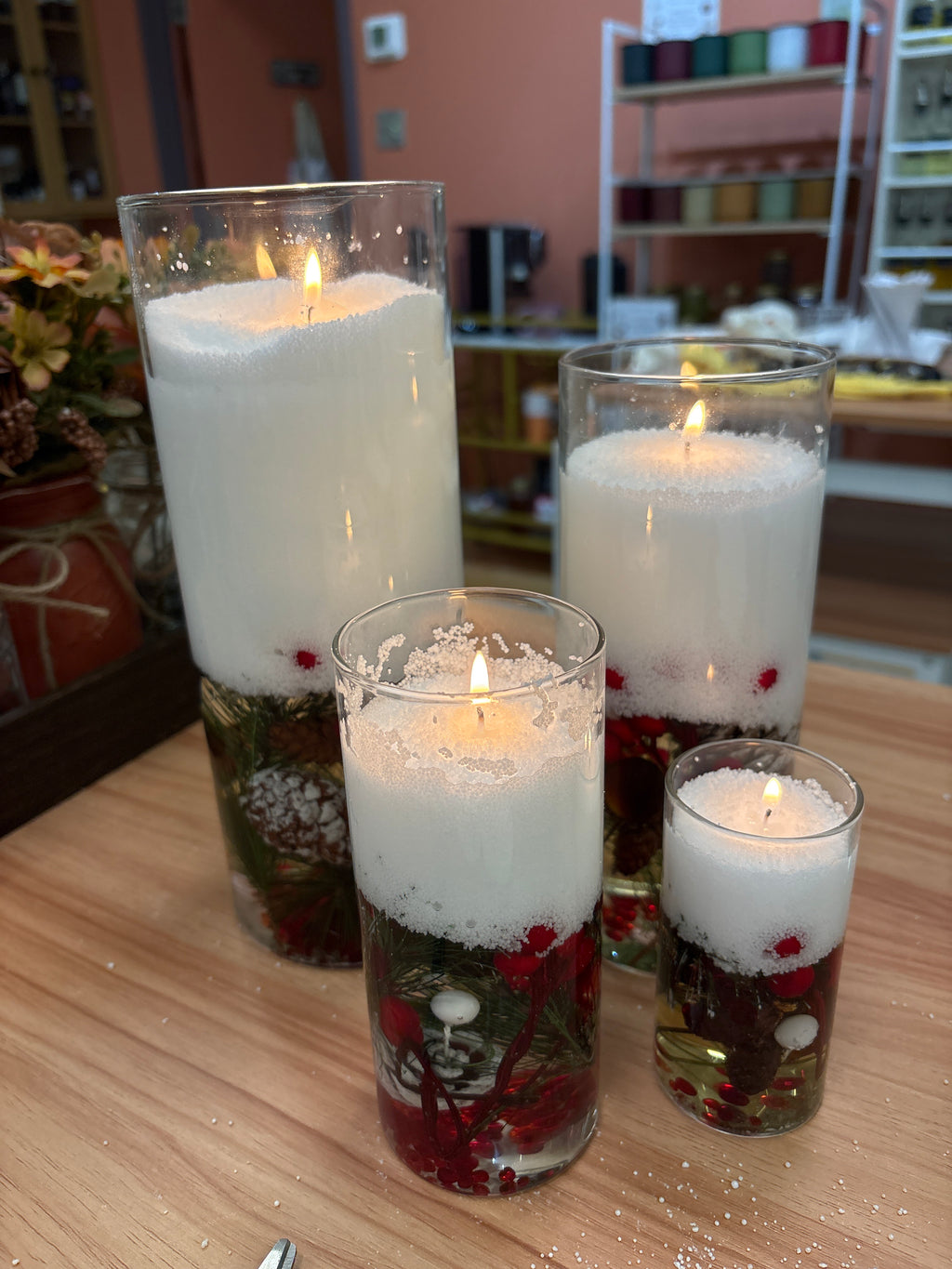 Snow Wax Cylinder & Flower Vase Candles - Holiday Pre-Order