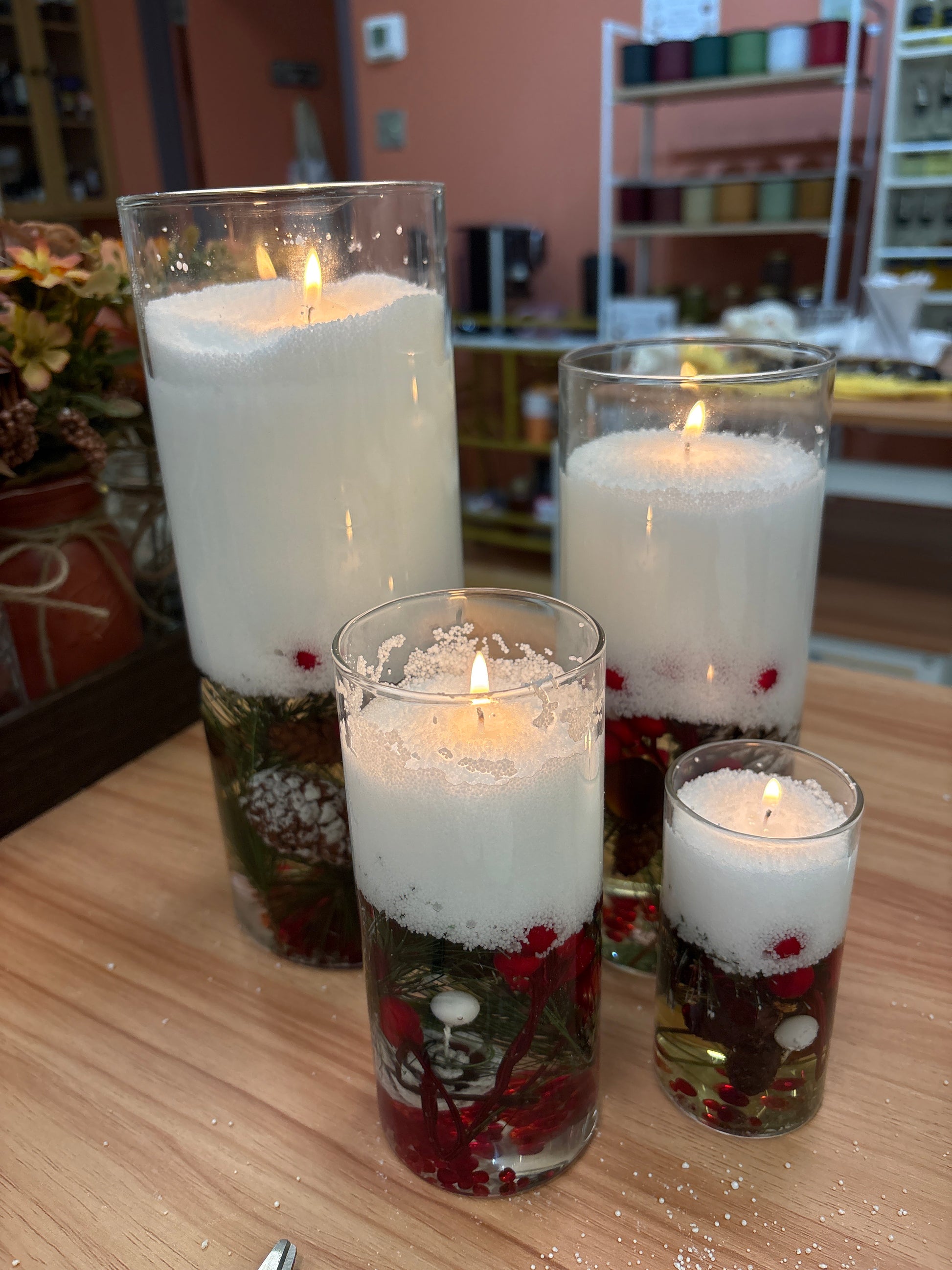 Snow Wax Cylinder & Flower Vase Candles - Holiday Pre-Order