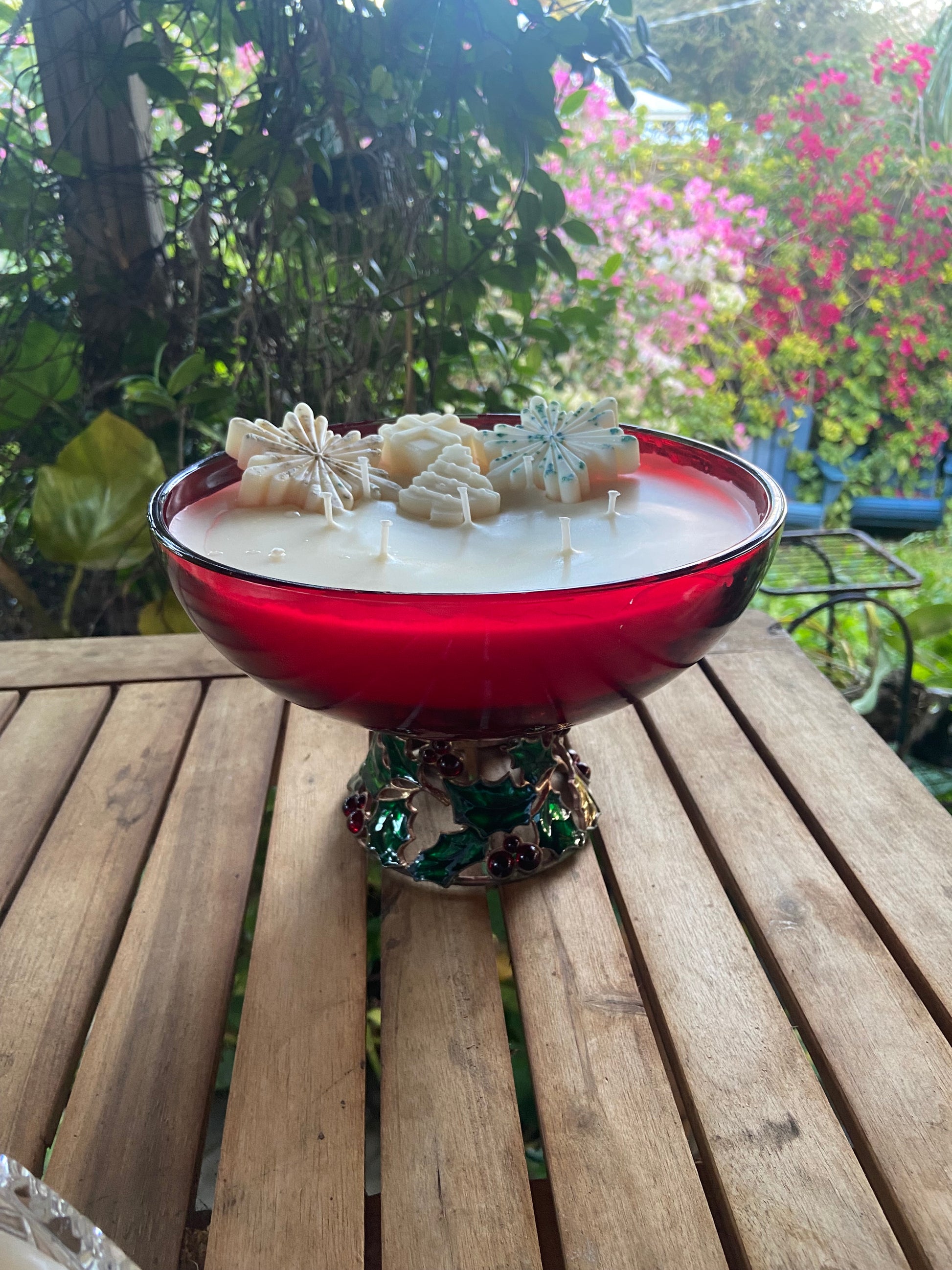 Vintage FTD Flower Bowl Candle- Holly Berries