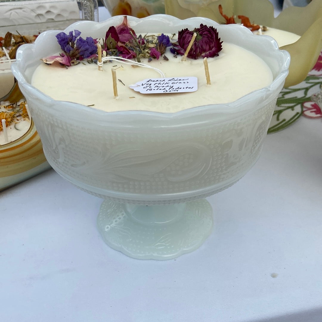 Milk Glass Footed Pedestal