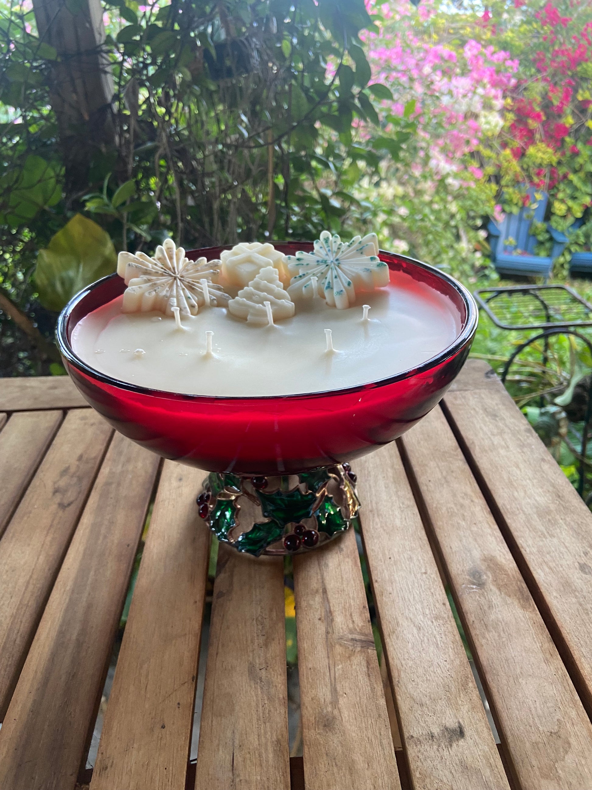 Vintage FTD Flower Bowl Candle- Holly Berries