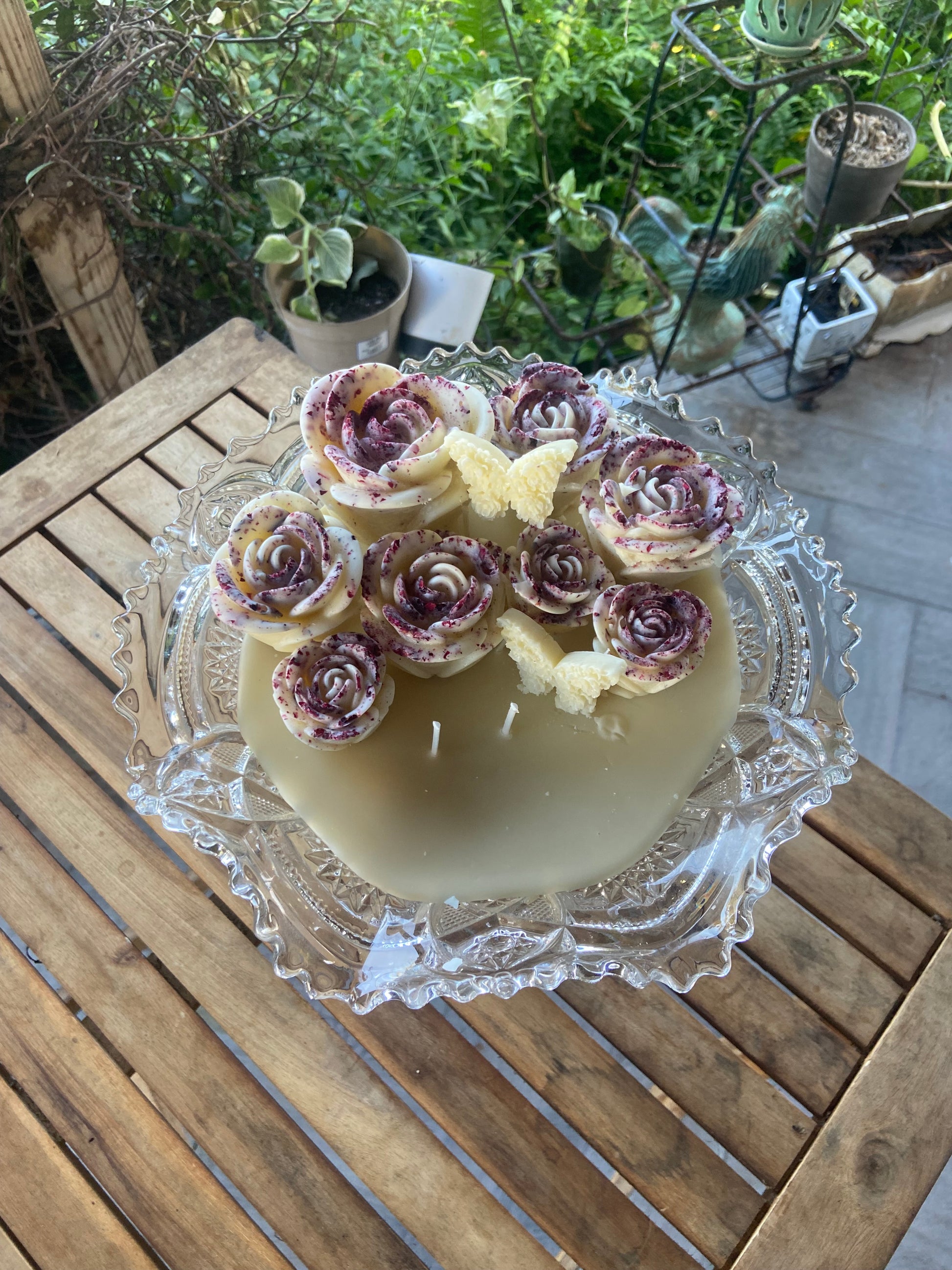 Diamond Cut Crystal Tall Compote - February Candle of the Month