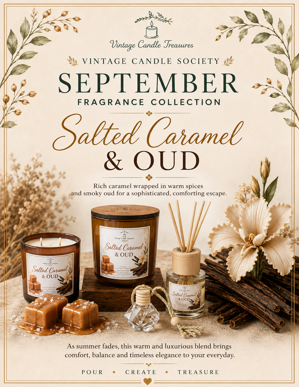 September Candle Society  - Salted Caramel & Oud