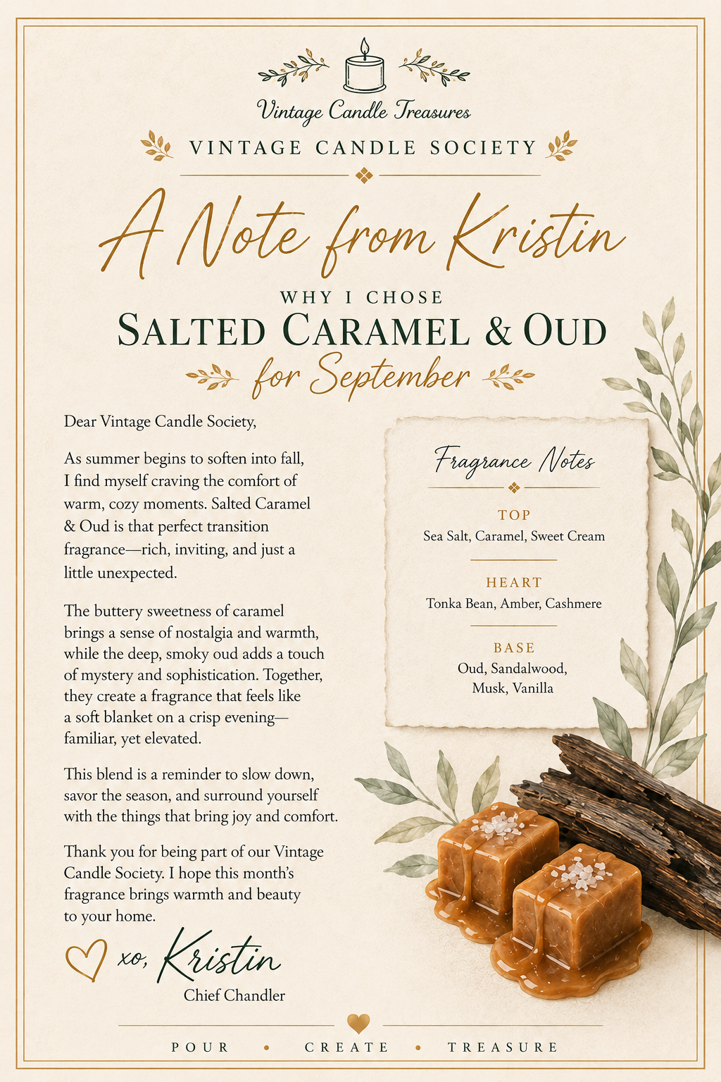 September Candle Society  - Salted Caramel & Oud