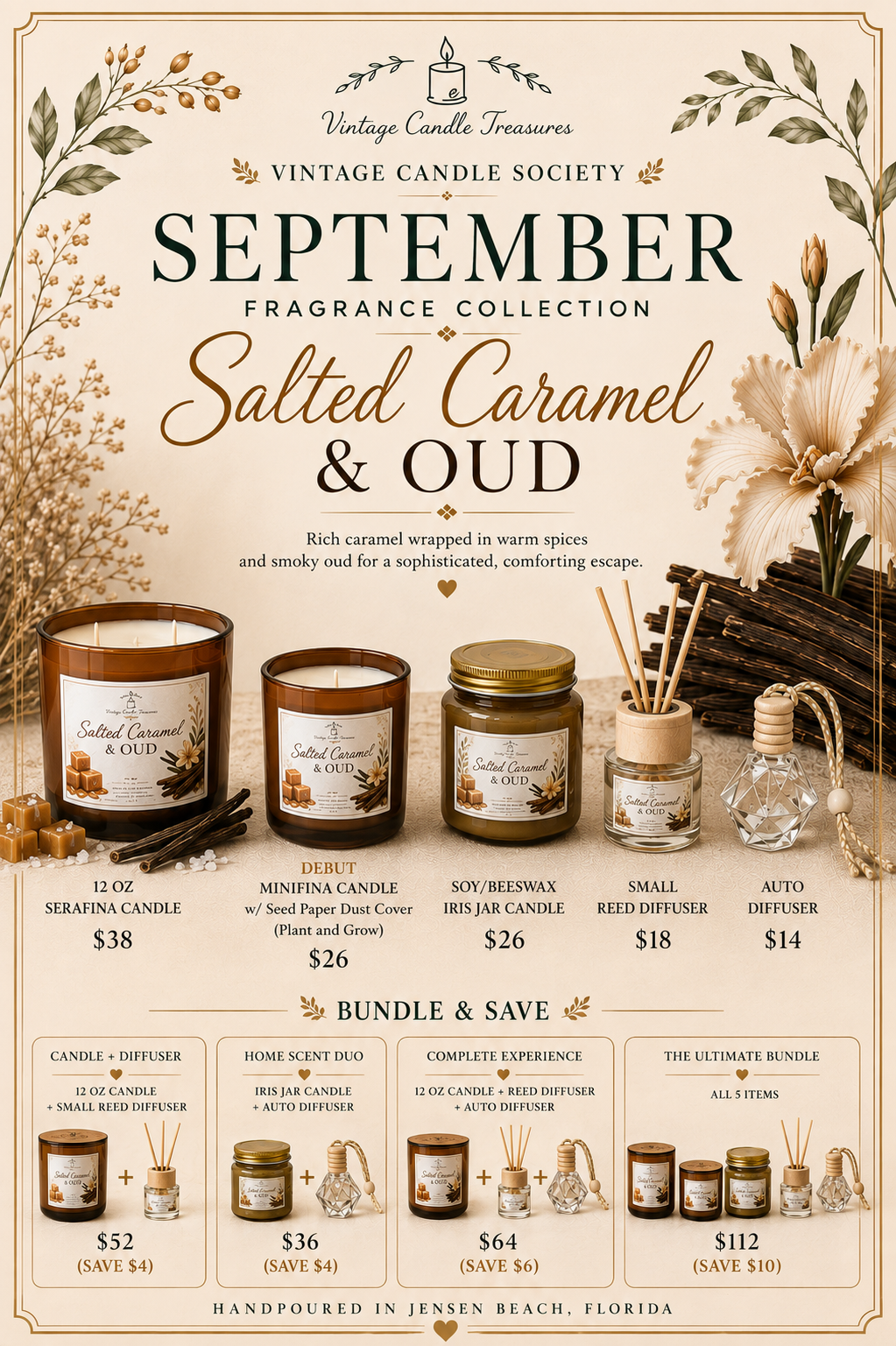 September Candle Society  - Salted Caramel & Oud