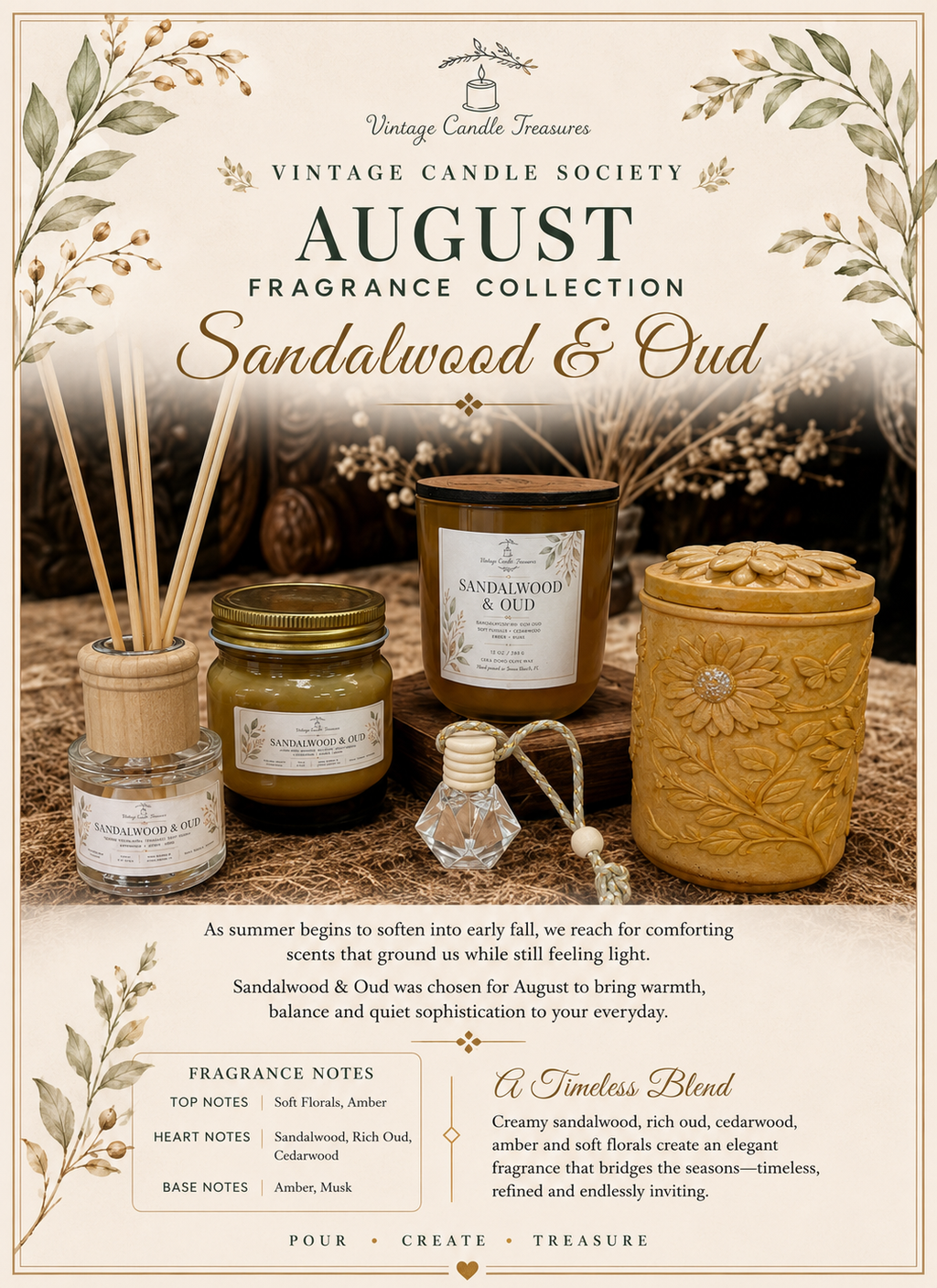 August Candle Society  - Sandalwood & Oud