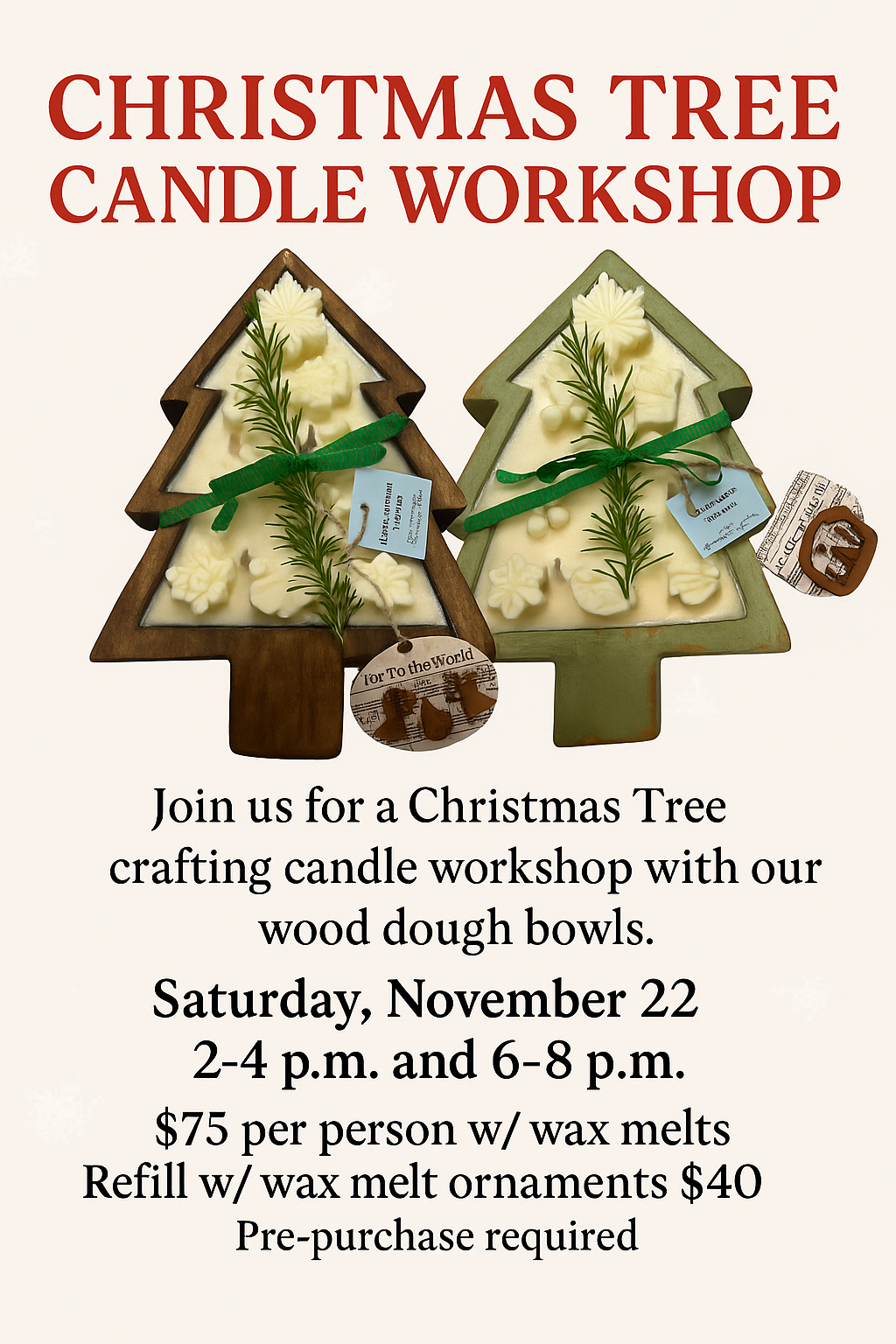 Christmas Tree Dough Bowl Candle Making Workshop