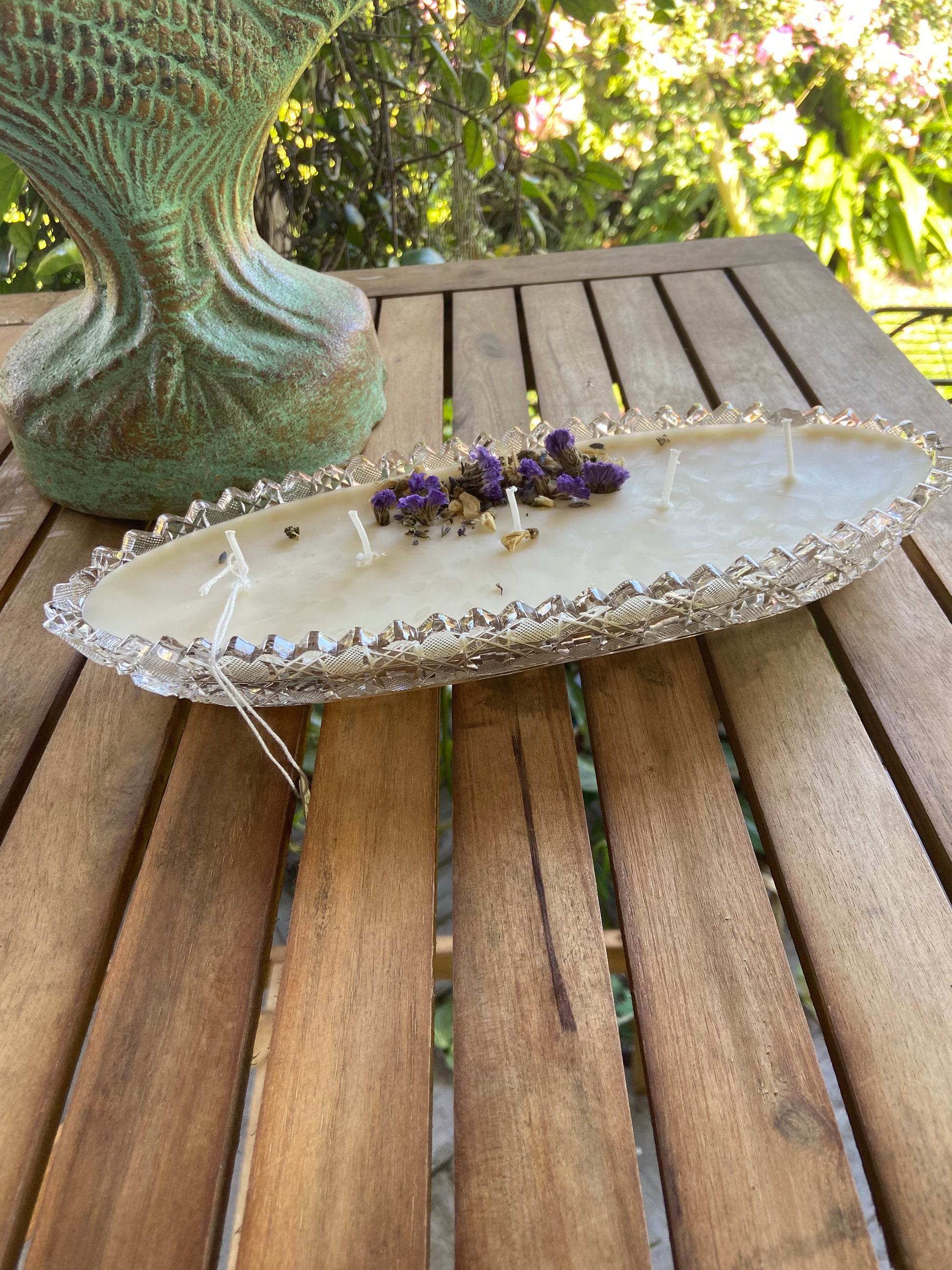 Ideal Cut Crystal Flowered Bottom Trinket Dish