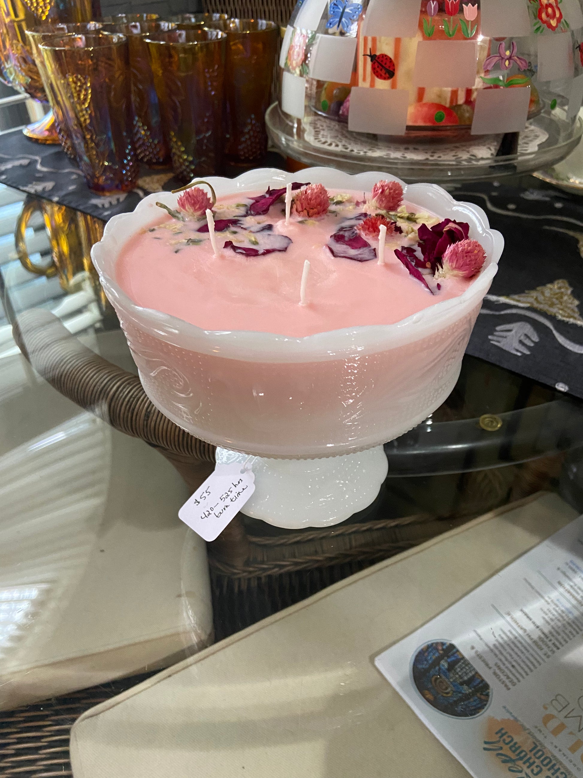 Vintage Milk Glass Pedestal Bowl 64 oz Tiered Candle