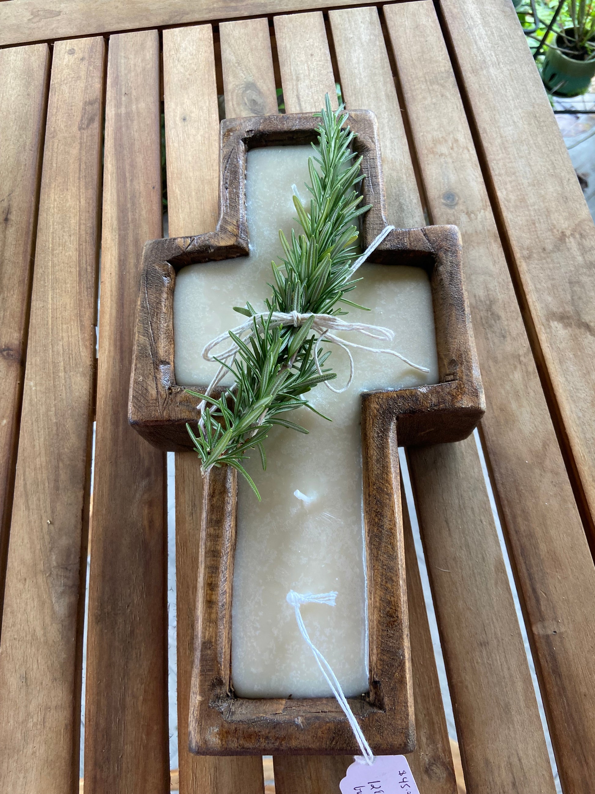 Vintage Coastal Candle Collection: Wood Cross Dough Bowl 16 oz Candle
