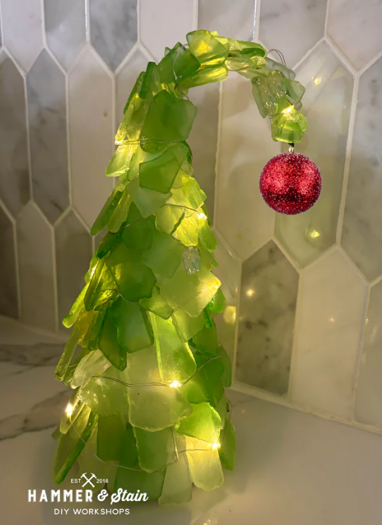 Grinchy Night Pouring Party & Grinchy Sea Glass Tree by Hammer & Stain